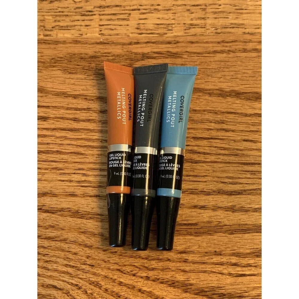 (3) CoverGirl Melting Pout Metallic Liquid Lipstick Sunday Blue Platinum 24 Car